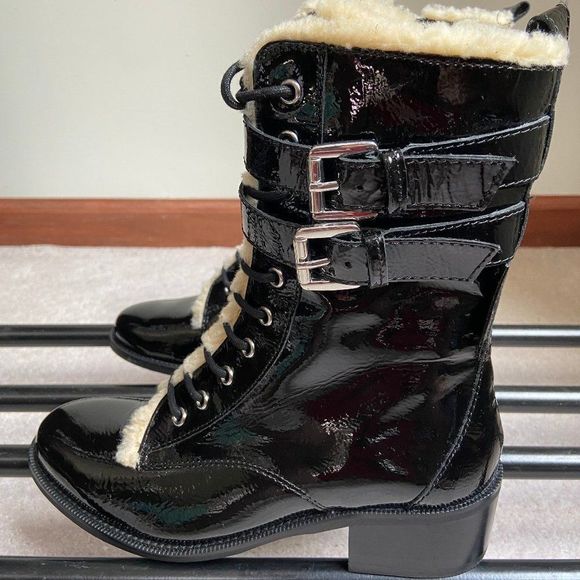 KURT GEIGER Mid Tall Serena Leather Combat Boots - NEW NWOB - Picture 3 of 8